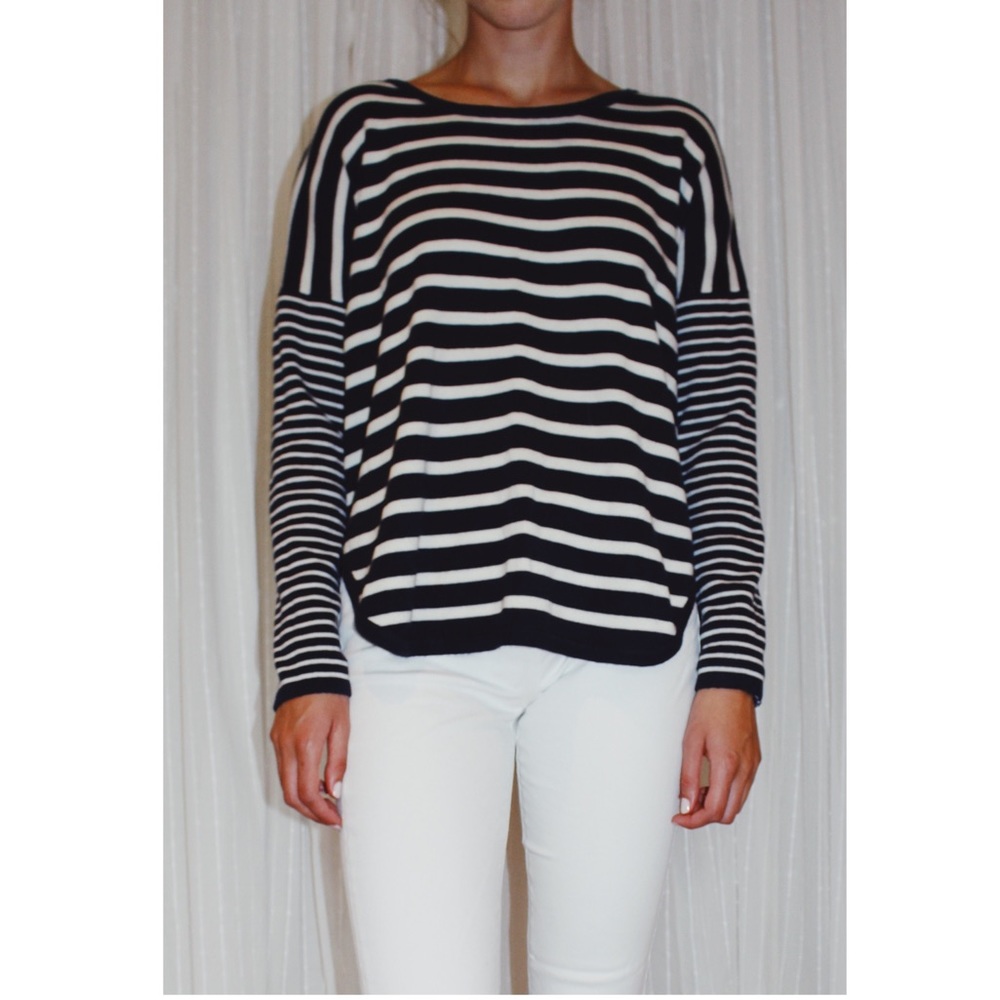Preppy Navy and white striped sweater